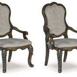 Ashley Furniture - Maylee Dining Arm Chair - Dark Brown Fabric|Wood - Chairs - Additional View 1