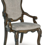 Ashley Furniture - Maylee Dining Arm Chair - Dark Brown Fabric|Wood - Chairs - Additional View 3