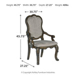 Ashley Furniture - Maylee Dining Arm Chair - Dark Brown Fabric|Wood - Chairs - Additional View 6