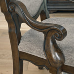 Ashley Furniture - Maylee Dining Arm Chair - Dark Brown Fabric|Wood - Chairs - Additional View 7