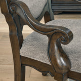 Ashley Furniture - Maylee Dining Arm Chair - Dark Brown Fabric|Wood - Chairs - Additional View 7