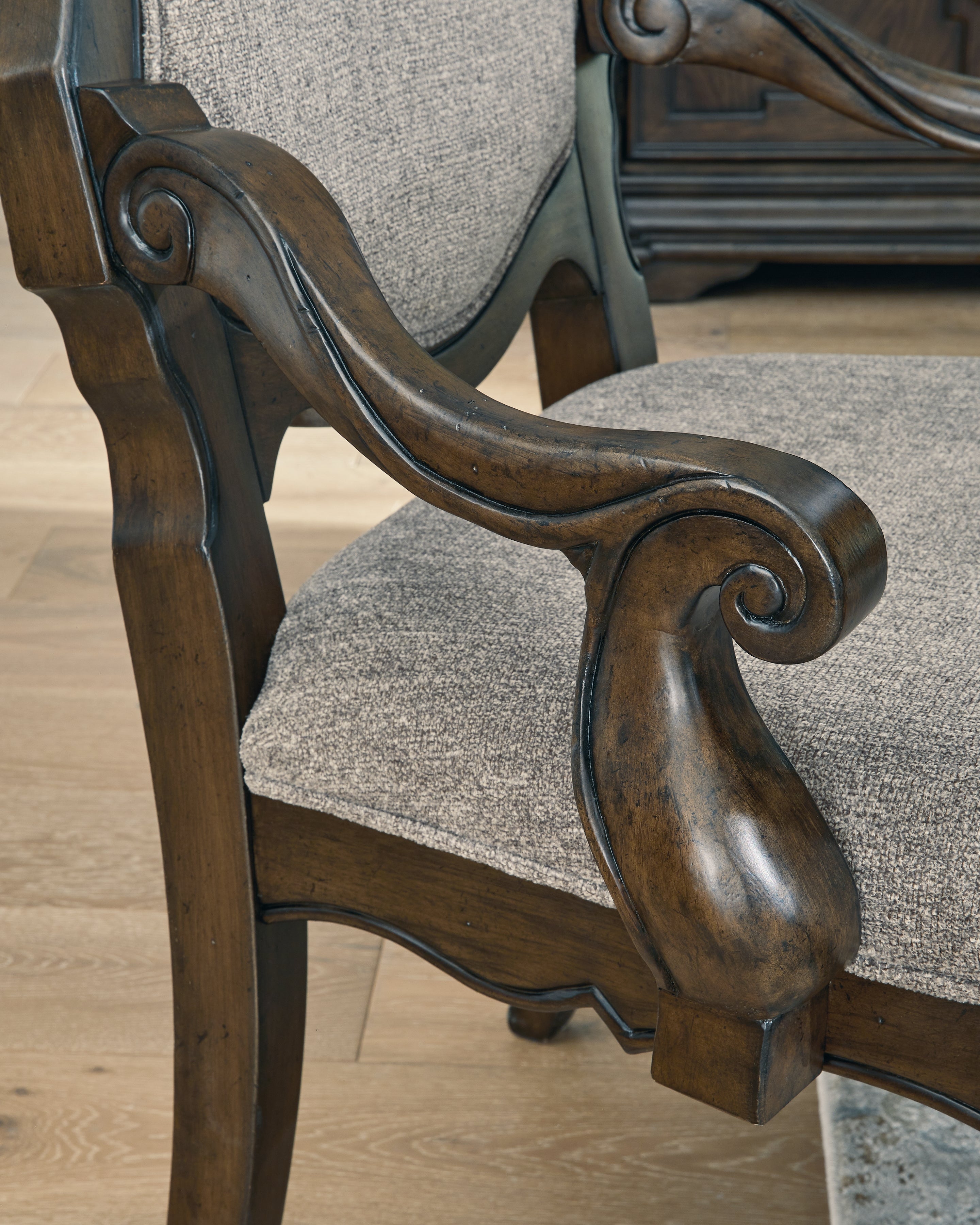 Ashley Furniture - Maylee Dining Arm Chair - Dark Brown Fabric|Wood - Chairs - Additional View 7