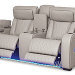 Ashley Furniture - Boyington Power Console Loveseat With Massage, Heat, And Led Lighting - Gray - Leather Match - Loveseats - Additional View 2