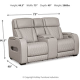 Ashley Furniture - Boyington Power Console Loveseat With Massage, Heat, And Led Lighting - Gray - Leather Match - Loveseats - Additional View 3