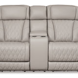 Ashley Furniture - Boyington Power Console Loveseat With Massage, Heat, And Led Lighting - Gray - Leather Match - Loveseats - Additional View 4