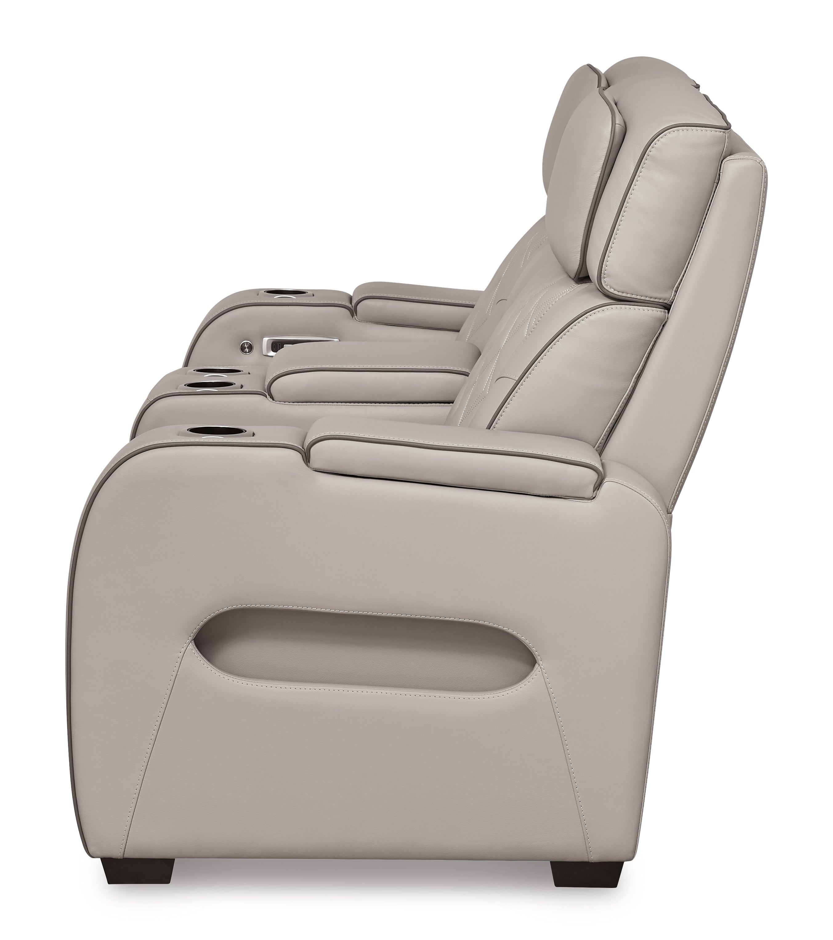 Ashley Furniture - Boyington Power Console Loveseat With Massage, Heat, And Led Lighting - Gray - Leather Match - Loveseats - Additional View 5