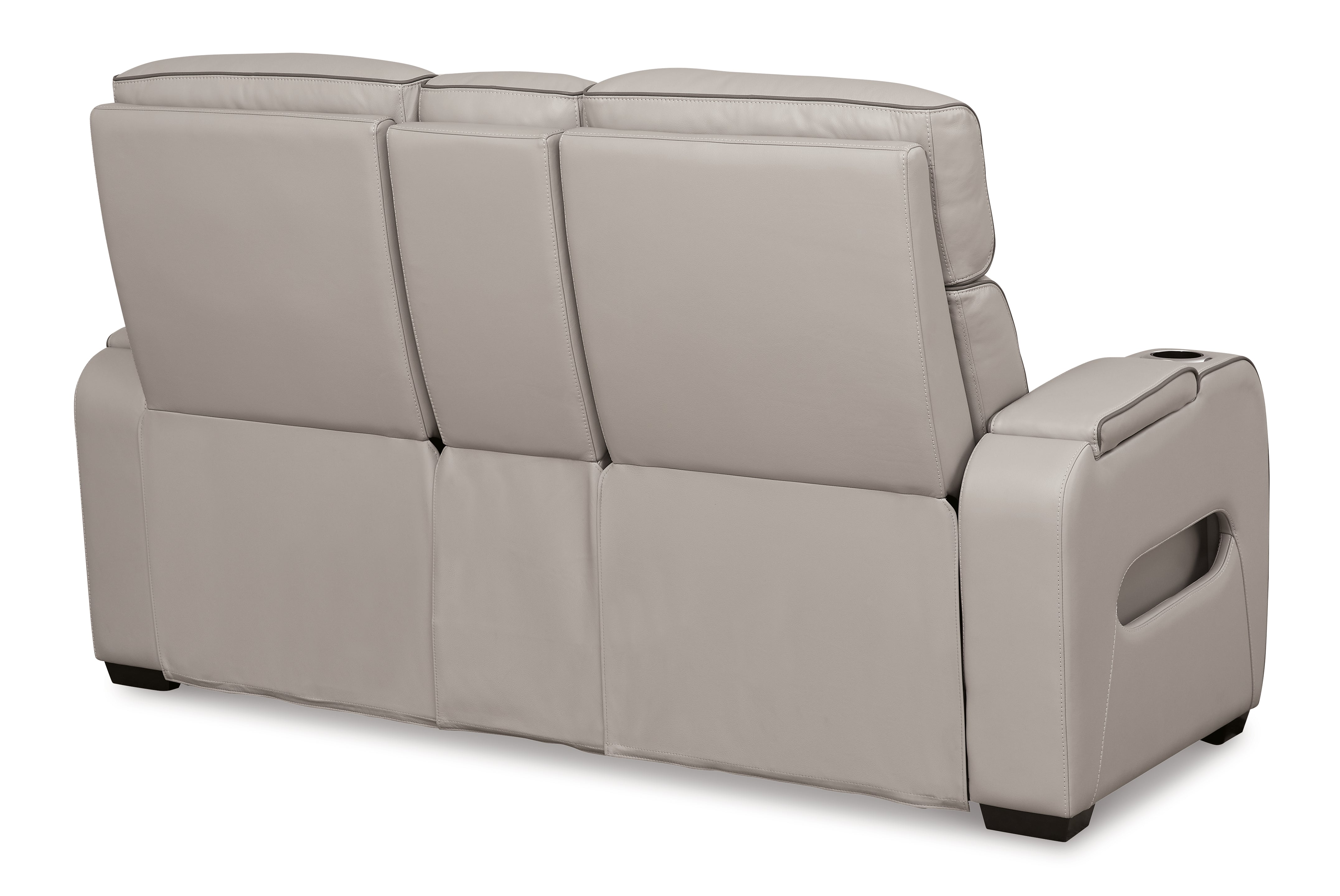 Ashley Furniture - Boyington Power Console Loveseat With Massage, Heat, And Led Lighting - Gray - Leather Match - Loveseats - Additional View 6
