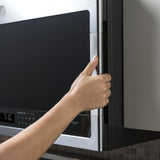 GE PROFILE STAINLESS 2.1CU OVER-THE-RANGE MICROWAVE OVEN - Pearl Silver|Black - Microwaves - Additional View 3
