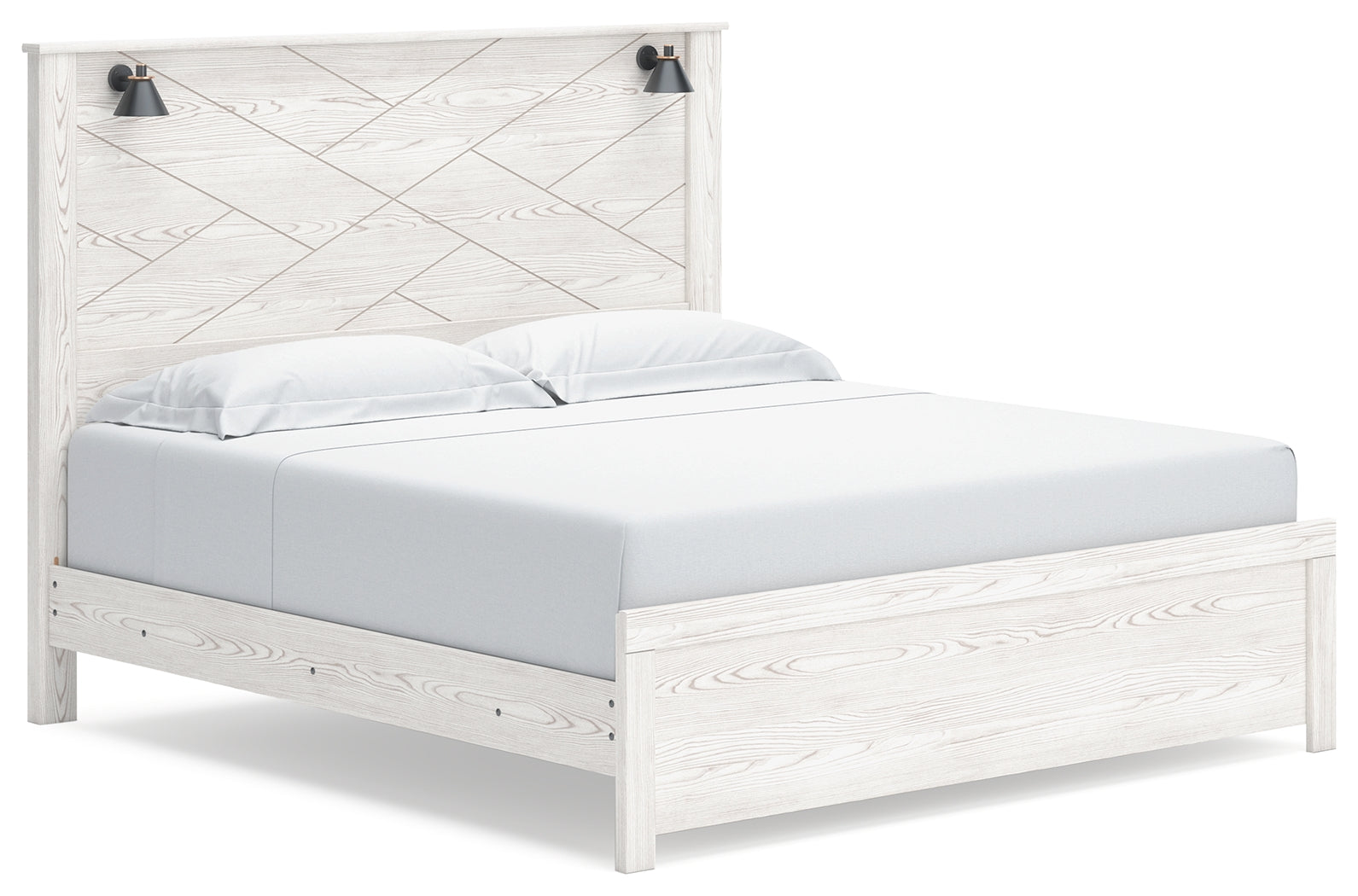 Ashley Furniture - Gerridan King Lighted Bed - White Wood - Beds