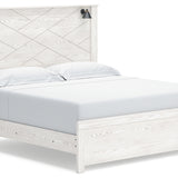 Ashley Furniture - Gerridan King Lighted Bed - White Wood - Beds