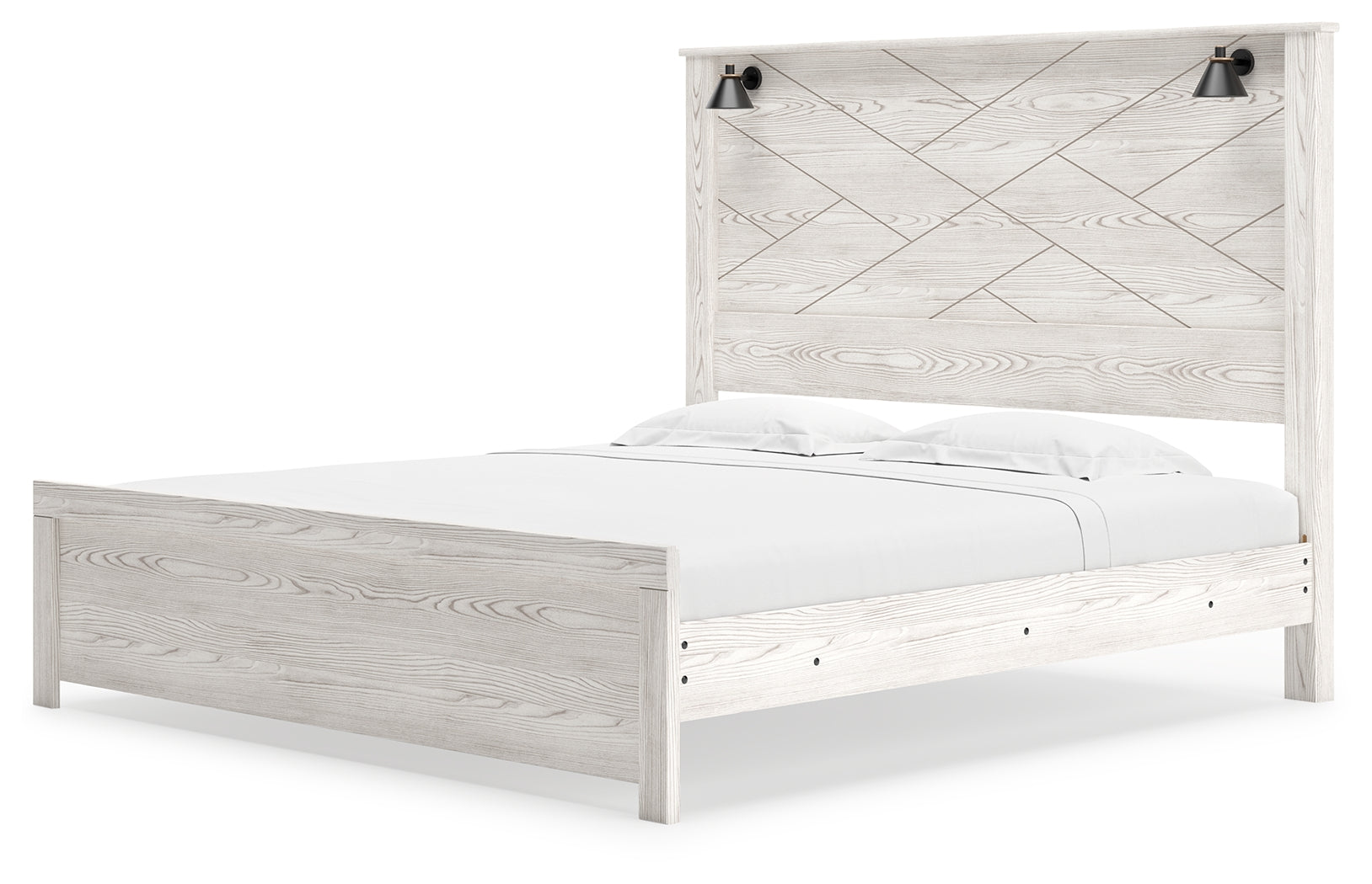 Ashley Furniture - Gerridan King Lighted Bed - White Wood - Beds - Additional View 4