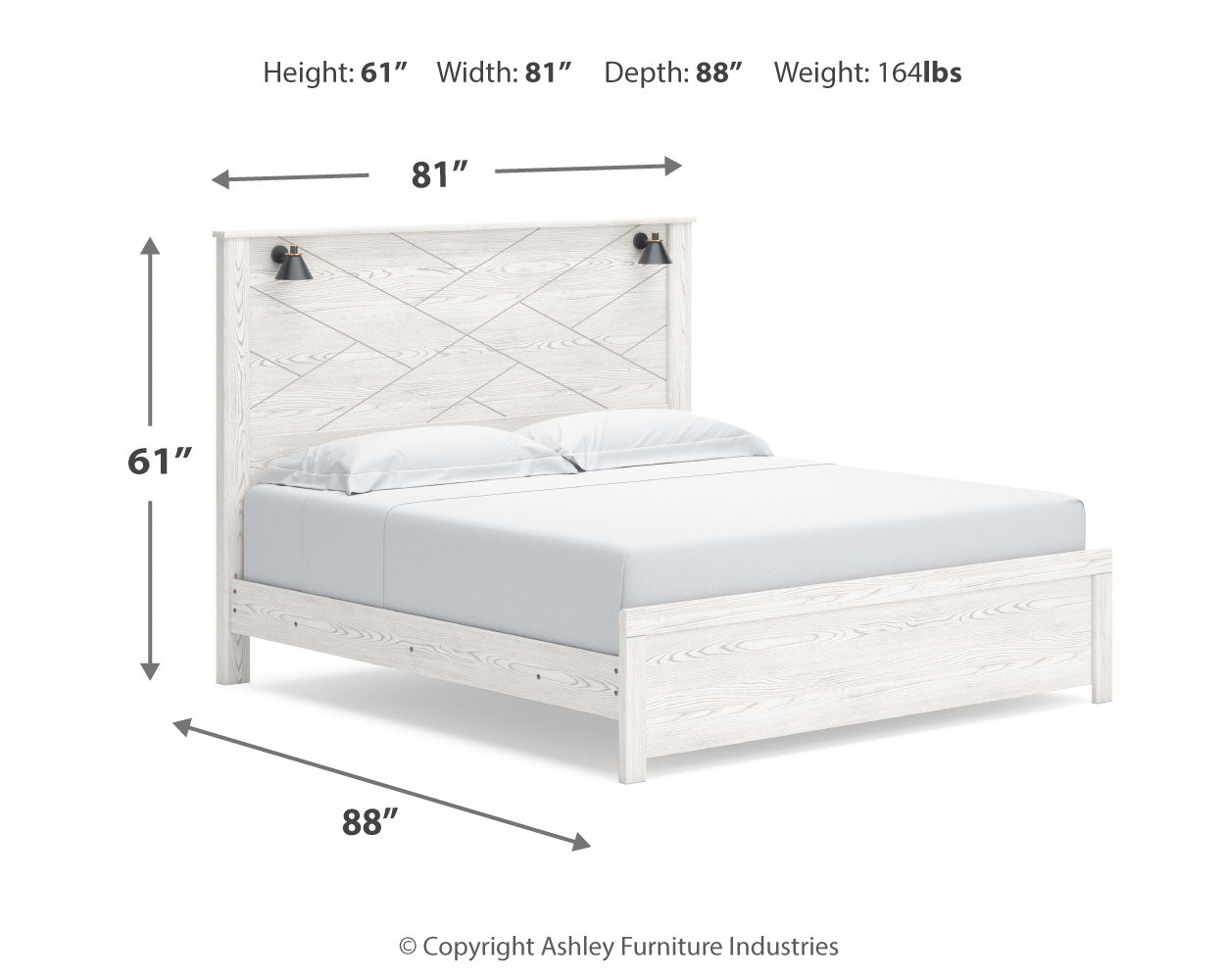 Ashley Furniture - Gerridan King Lighted Bed - White Wood - Beds - Additional View 8