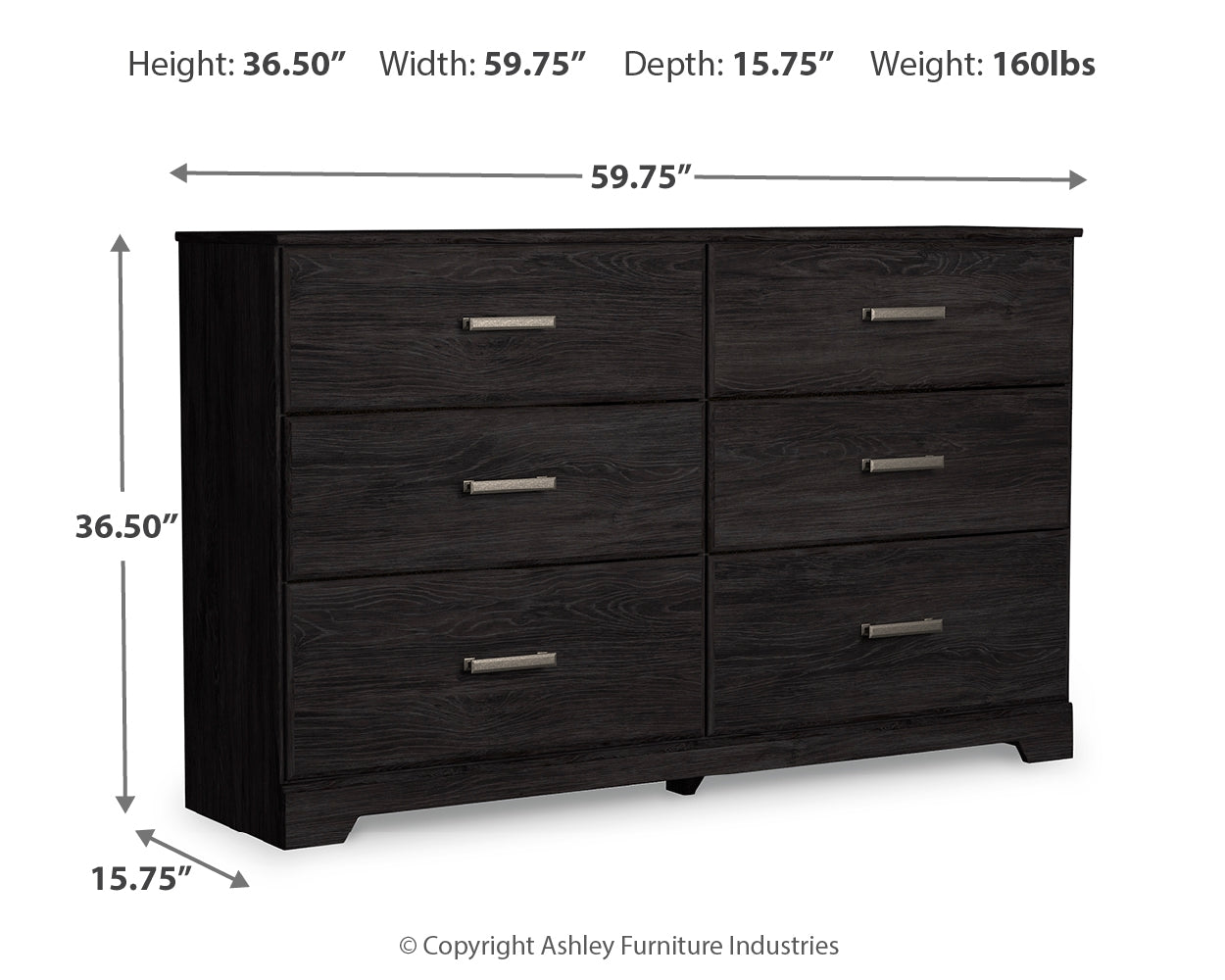 Ashley Furniture - Belachime Dresser - Black - Dark Gray Wood - Dresser & Mirror - Additional View 3