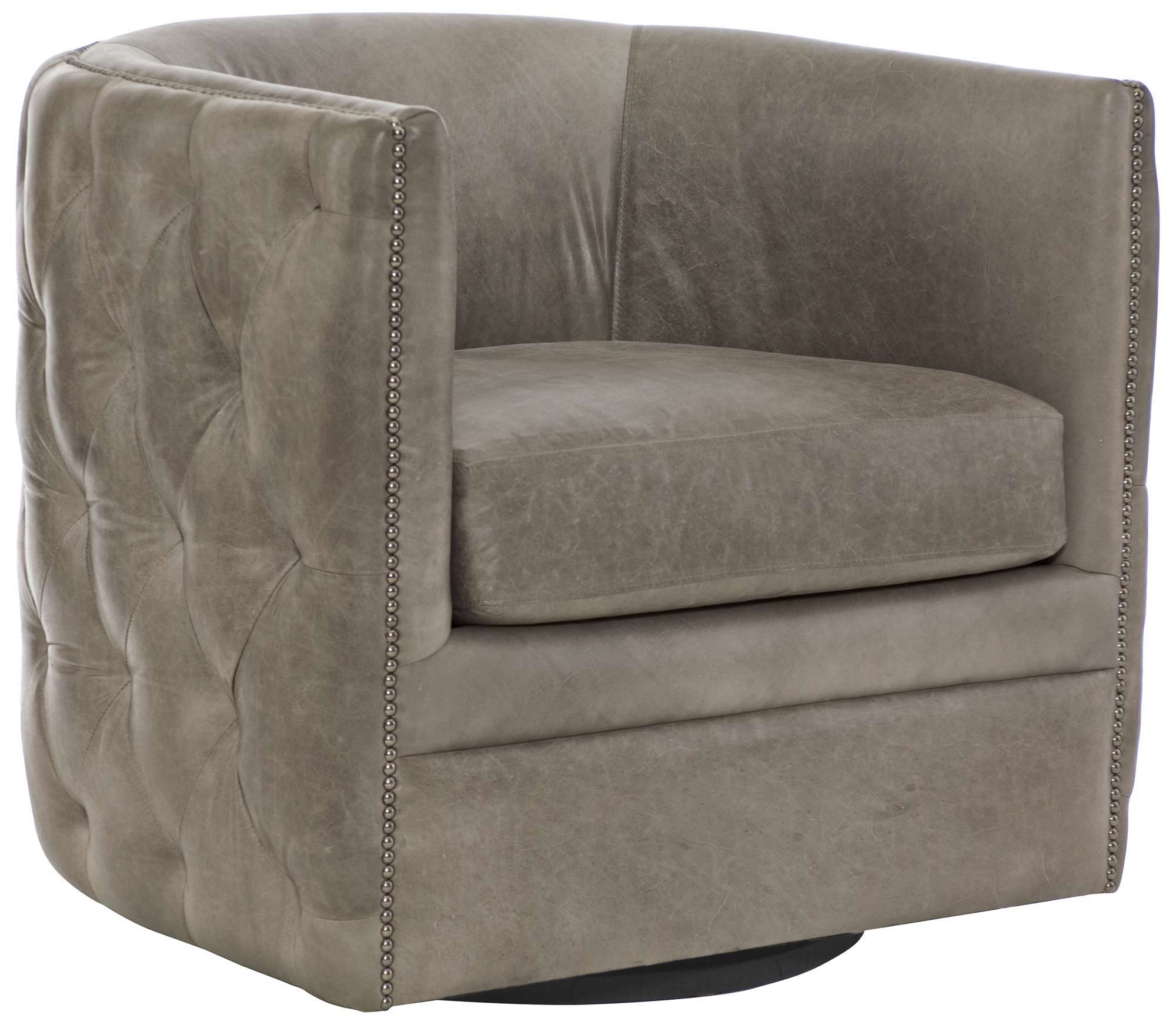 GERMAIN UMBER LEATHER SWIVEL CHAIR