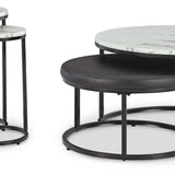 Ashley Furniture - JUSMOUR 4 PIECE NESTING OCCASIONAL TABLE SET - Black Faux Marble|Faux Leather|Metal - Tables