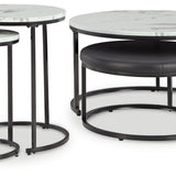 Ashley Furniture - JUSMOUR 4 PIECE NESTING OCCASIONAL TABLE SET - Black Faux Marble|Faux Leather|Metal - Tables - Additional View 2
