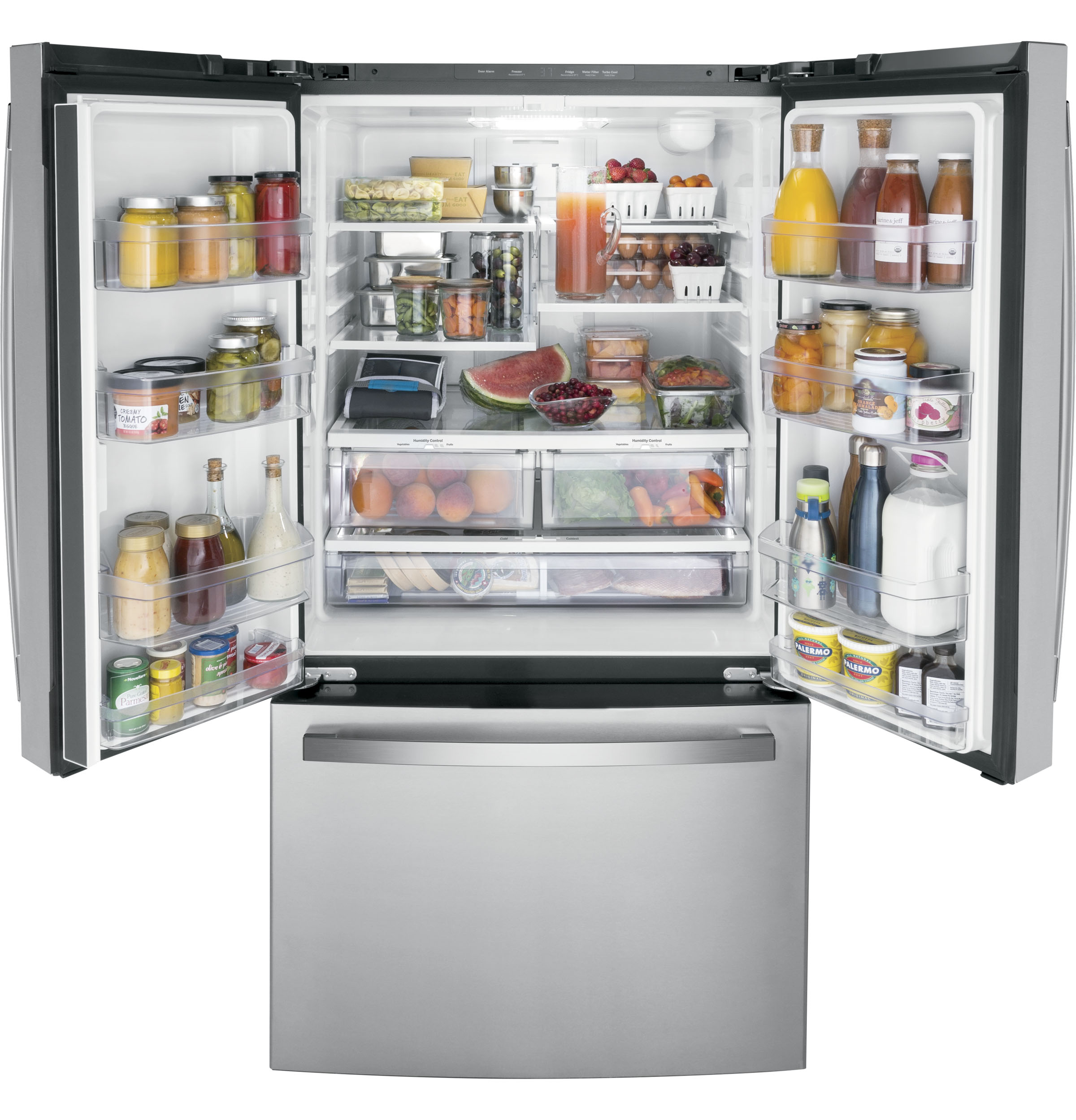 GE Energy Star 27.0 Cu. Ft. Fingerprint Resistant French-Door Refrigerator - Stainless Steel - Pearl Silver - Refrigerators - Additional View 1