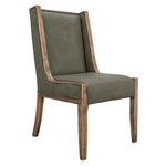 International Furniture Direct - BALAM GREEN UPHOLSTERED CHAIR - Green|Light Brown Faux Leather|Wood - Chairs