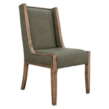 International Furniture Direct - BALAM GREEN UPHOLSTERED CHAIR - Green|Light Brown Faux Leather|Wood - Chairs