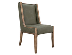 International Furniture Direct - BALAM GREEN UPHOLSTERED CHAIR - Green|Light Brown Faux Leather|Wood - Chairs