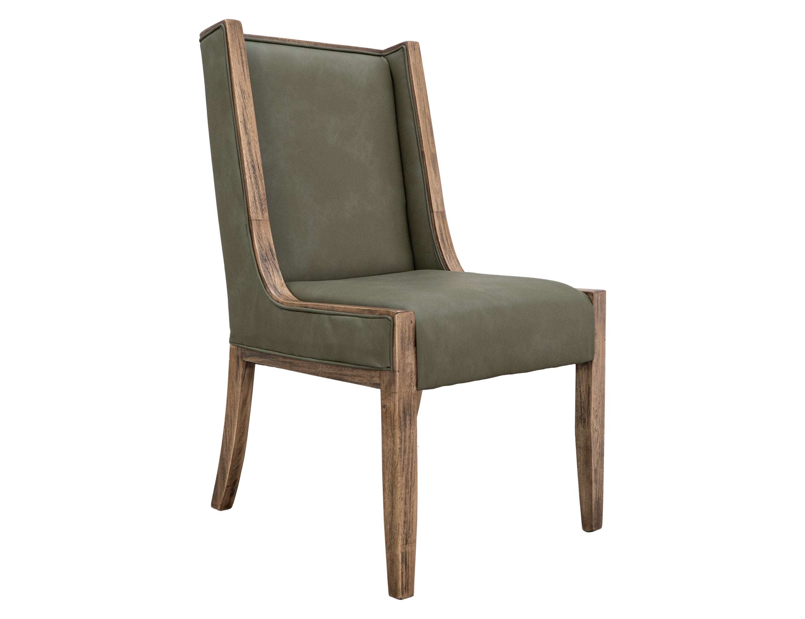 International Furniture Direct - BALAM GREEN UPHOLSTERED CHAIR - Green|Light Brown Faux Leather|Wood - Chairs