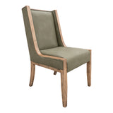 International Furniture Direct - BALAM GREEN UPHOLSTERED CHAIR - Green|Light Brown Faux Leather|Wood - Chairs - Additional View 1