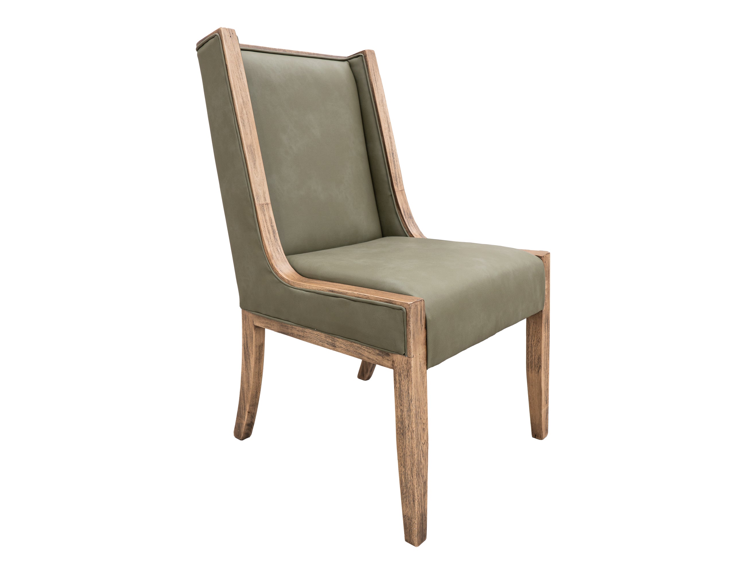 International Furniture Direct - BALAM GREEN UPHOLSTERED CHAIR - Green|Light Brown Faux Leather|Wood - Chairs - Additional View 1