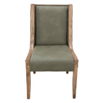 International Furniture Direct - BALAM GREEN UPHOLSTERED CHAIR - Green|Light Brown Faux Leather|Wood - Chairs - Additional View 2