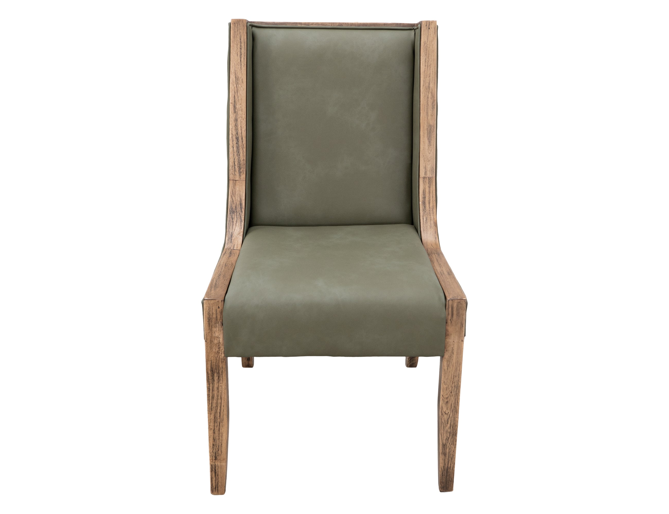 International Furniture Direct - BALAM GREEN UPHOLSTERED CHAIR - Green|Light Brown Faux Leather|Wood - Chairs - Additional View 2