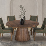 International Furniture Direct - BALAM GREEN UPHOLSTERED CHAIR - Green|Light Brown Faux Leather|Wood - Chairs - Additional View 3
