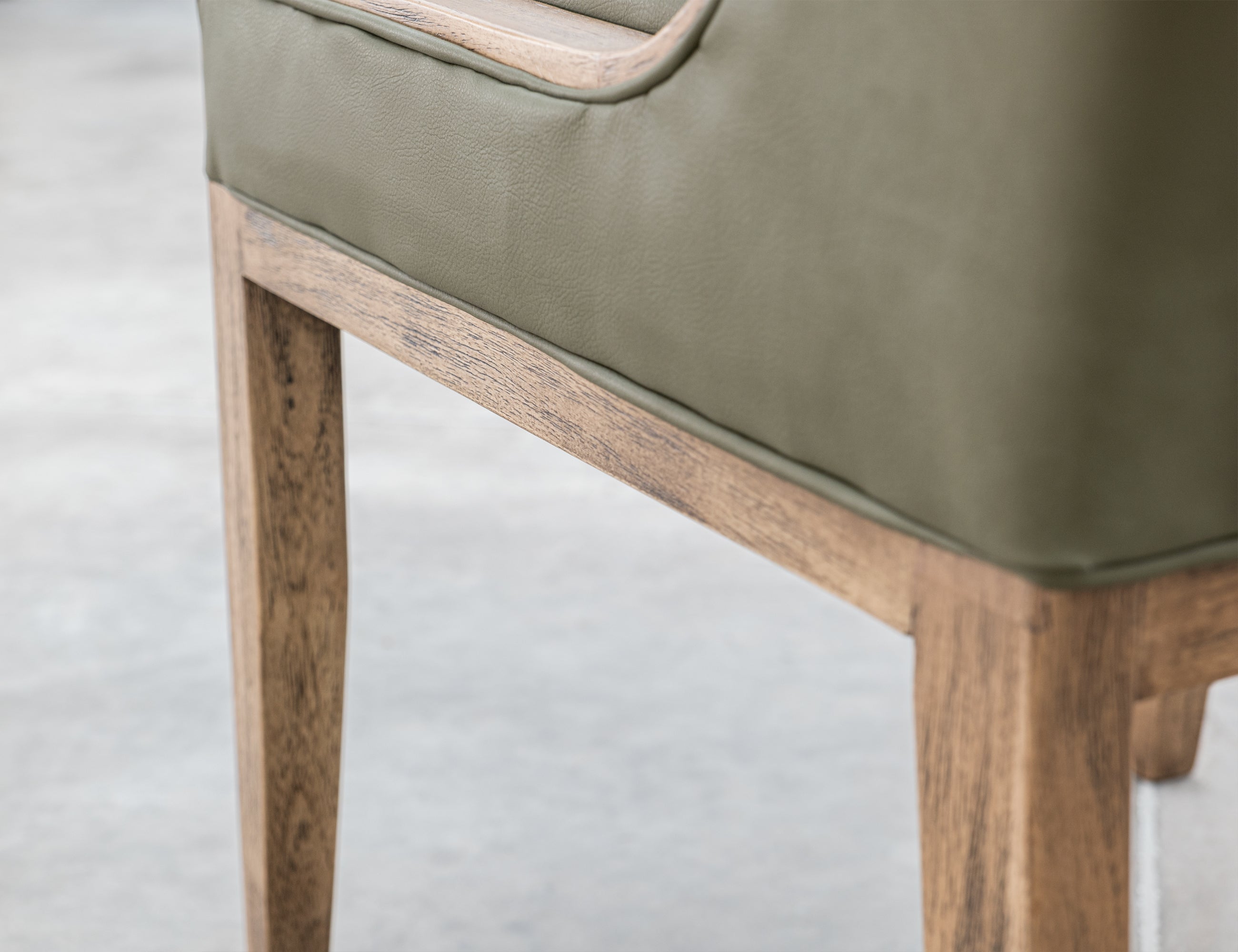 International Furniture Direct - BALAM GREEN UPHOLSTERED CHAIR - Green|Light Brown Faux Leather|Wood - Chairs - Additional View 6