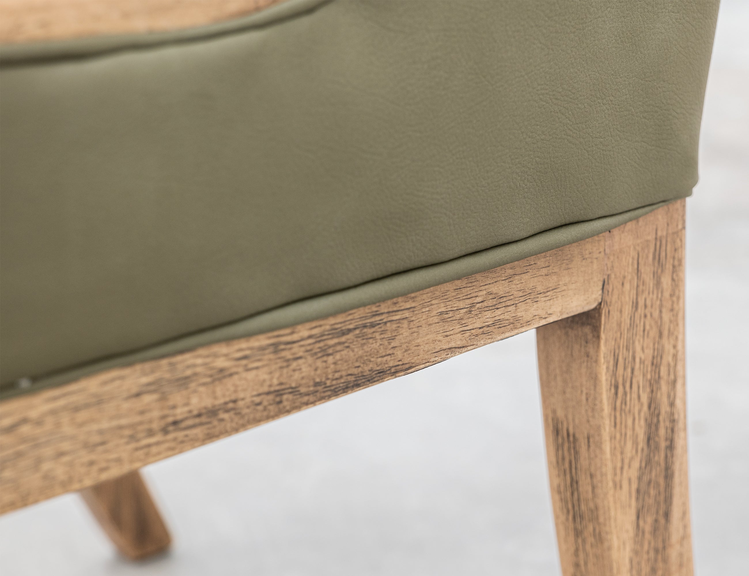 International Furniture Direct - BALAM GREEN UPHOLSTERED CHAIR - Green|Light Brown Faux Leather|Wood - Chairs - Additional View 7