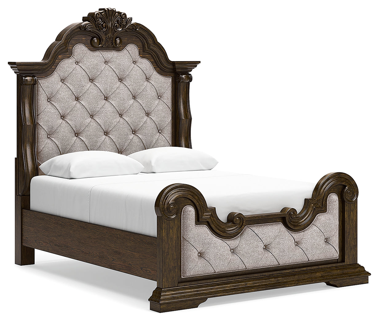 Ashley Furniture - MAYLEE QUEEN PANEL BED - Dark Brown Fabric|Wood - Beds