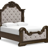 Ashley Furniture - MAYLEE QUEEN PANEL BED - Dark Brown Fabric|Wood - Beds