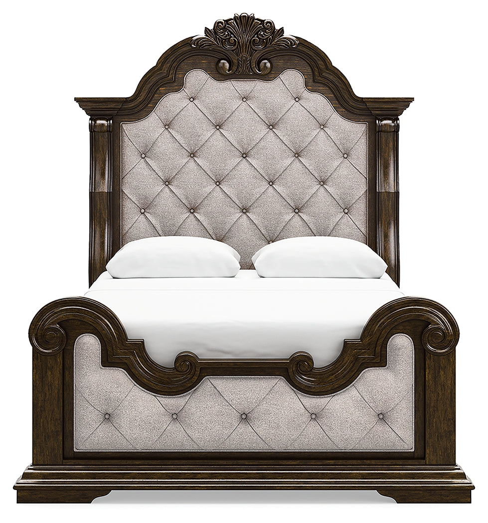 Ashley Furniture - MAYLEE QUEEN PANEL BED - Dark Brown Fabric|Wood - Beds - Additional View 4