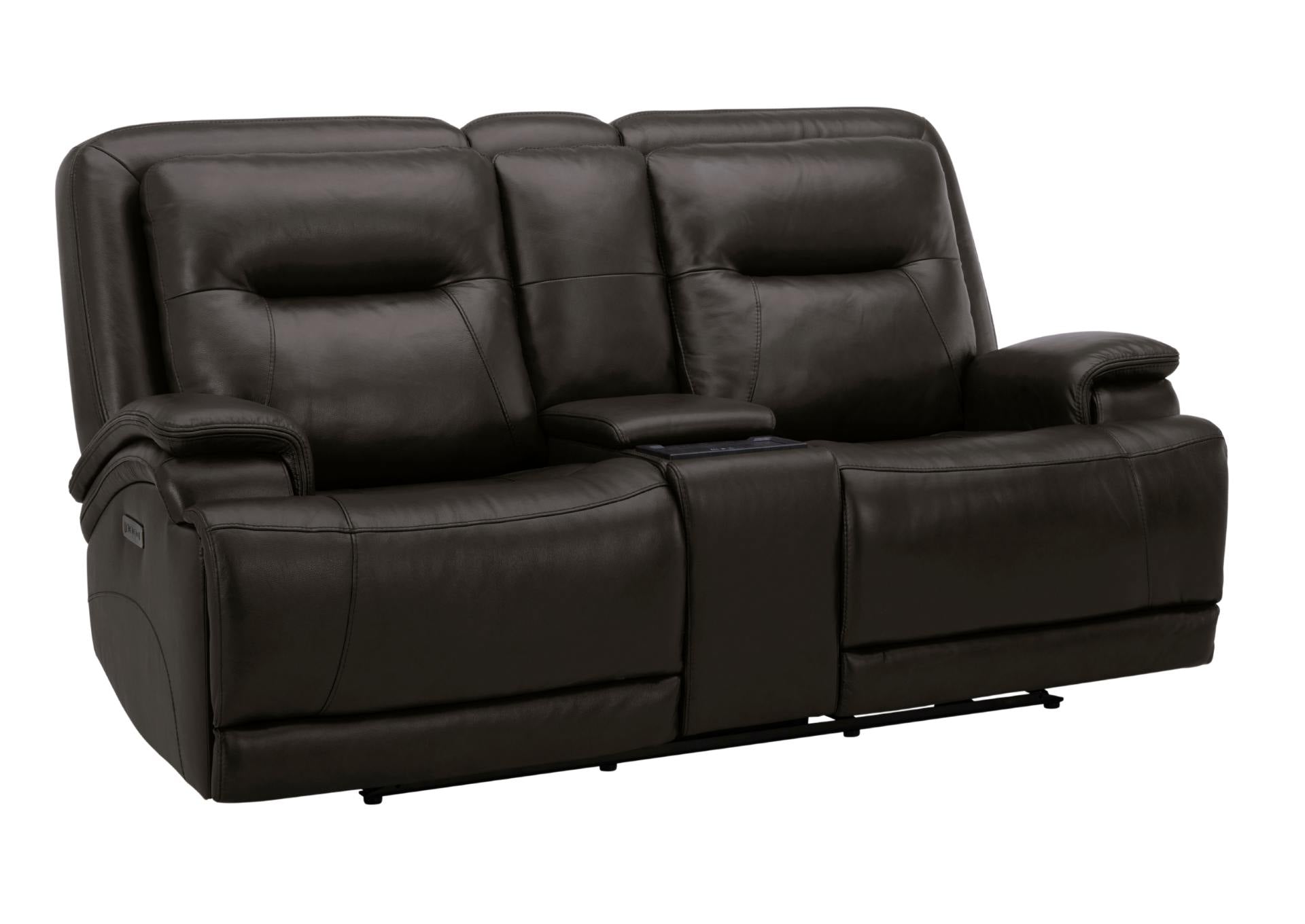 BROCKTON CHARCOAL LEATHER 3P POWER CONSOLE LOVESEAT WITH POWER HEADREST AND LUMBAR - Additional View 1