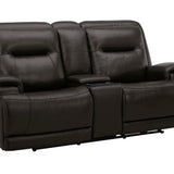 BROCKTON CHARCOAL LEATHER 3P POWER CONSOLE LOVESEAT WITH POWER HEADREST AND LUMBAR - Additional View 1
