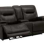 BROCKTON CHARCOAL LEATHER 3P POWER CONSOLE LOVESEAT WITH POWER HEADREST AND LUMBAR - Additional View 2