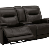 BROCKTON CHARCOAL LEATHER 3P POWER CONSOLE LOVESEAT WITH POWER HEADREST AND LUMBAR - Additional View 2