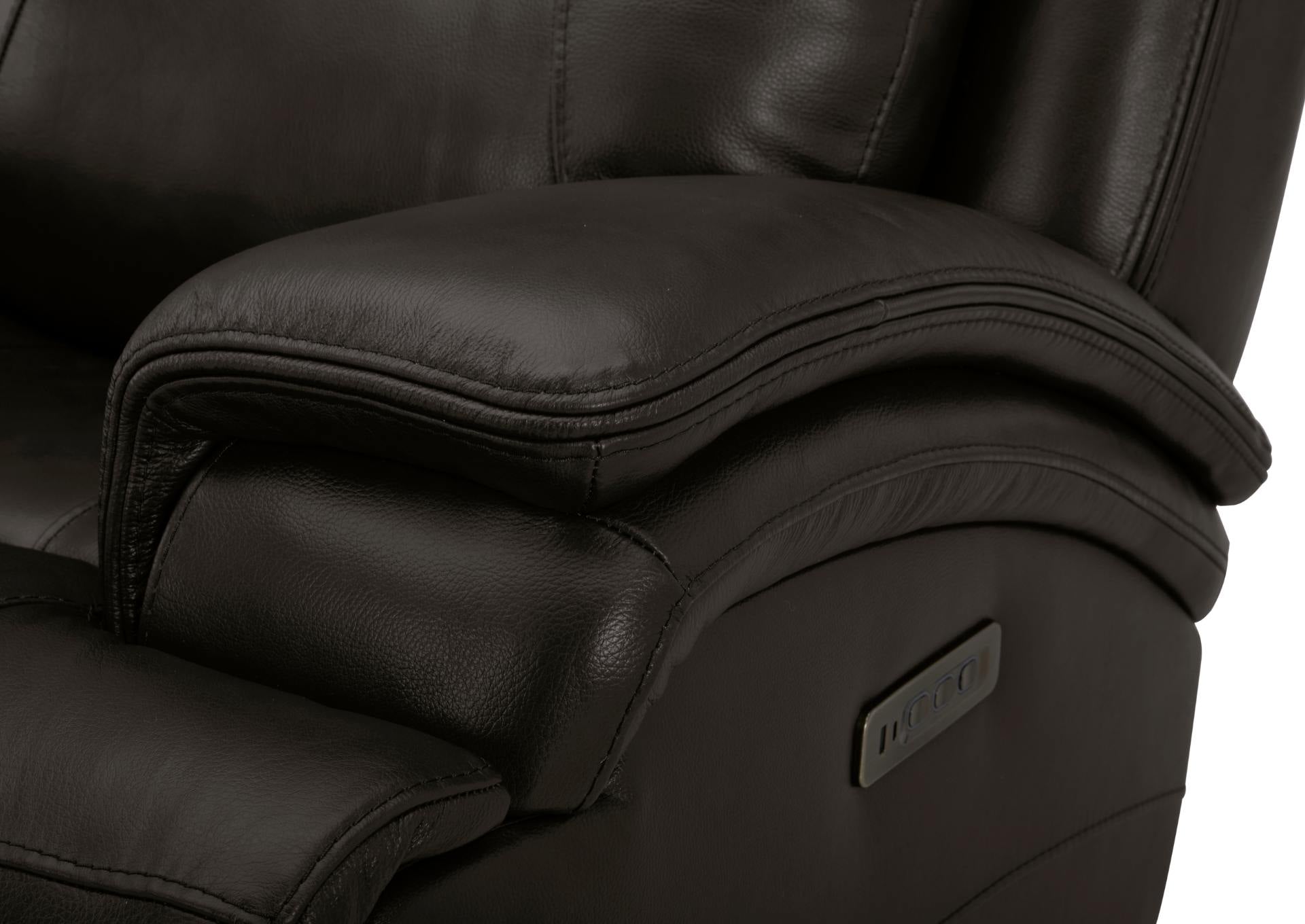 BROCKTON CHARCOAL LEATHER 3P POWER CONSOLE LOVESEAT WITH POWER HEADREST AND LUMBAR - Additional View 4