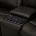 BROCKTON CHARCOAL LEATHER 3P POWER CONSOLE LOVESEAT WITH POWER HEADREST AND LUMBAR - Additional View 7