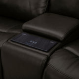 BROCKTON CHARCOAL LEATHER 3P POWER CONSOLE LOVESEAT WITH POWER HEADREST AND LUMBAR - Additional View 7
