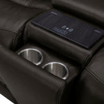 BROCKTON CHARCOAL LEATHER 3P POWER CONSOLE LOVESEAT WITH POWER HEADREST AND LUMBAR - Additional View 8