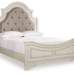 Ashley Furniture - Realyn Queen Panel Bed - White|Beige Wood|Fabric - Beds