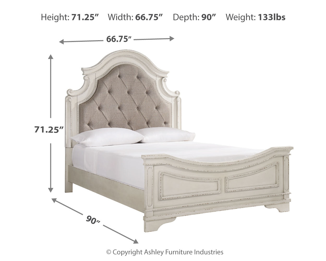 Ashley Furniture - Realyn Queen Panel Bed - White|Beige Wood|Fabric - Beds - Additional View 4