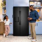 GE BLACK 28CU SIDE BY SIDE REFRIGERATOR WITH DISPENSER - Refrigerators - Additional View 28