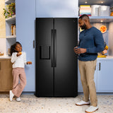 GE BLACK 28CU SIDE BY SIDE REFRIGERATOR WITH DISPENSER - Refrigerators - Additional View 28