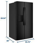 GE BLACK 28CU SIDE BY SIDE REFRIGERATOR WITH DISPENSER - Refrigerators - Additional View 30