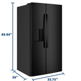 GE BLACK 28CU SIDE BY SIDE REFRIGERATOR WITH DISPENSER - Refrigerators - Additional View 30