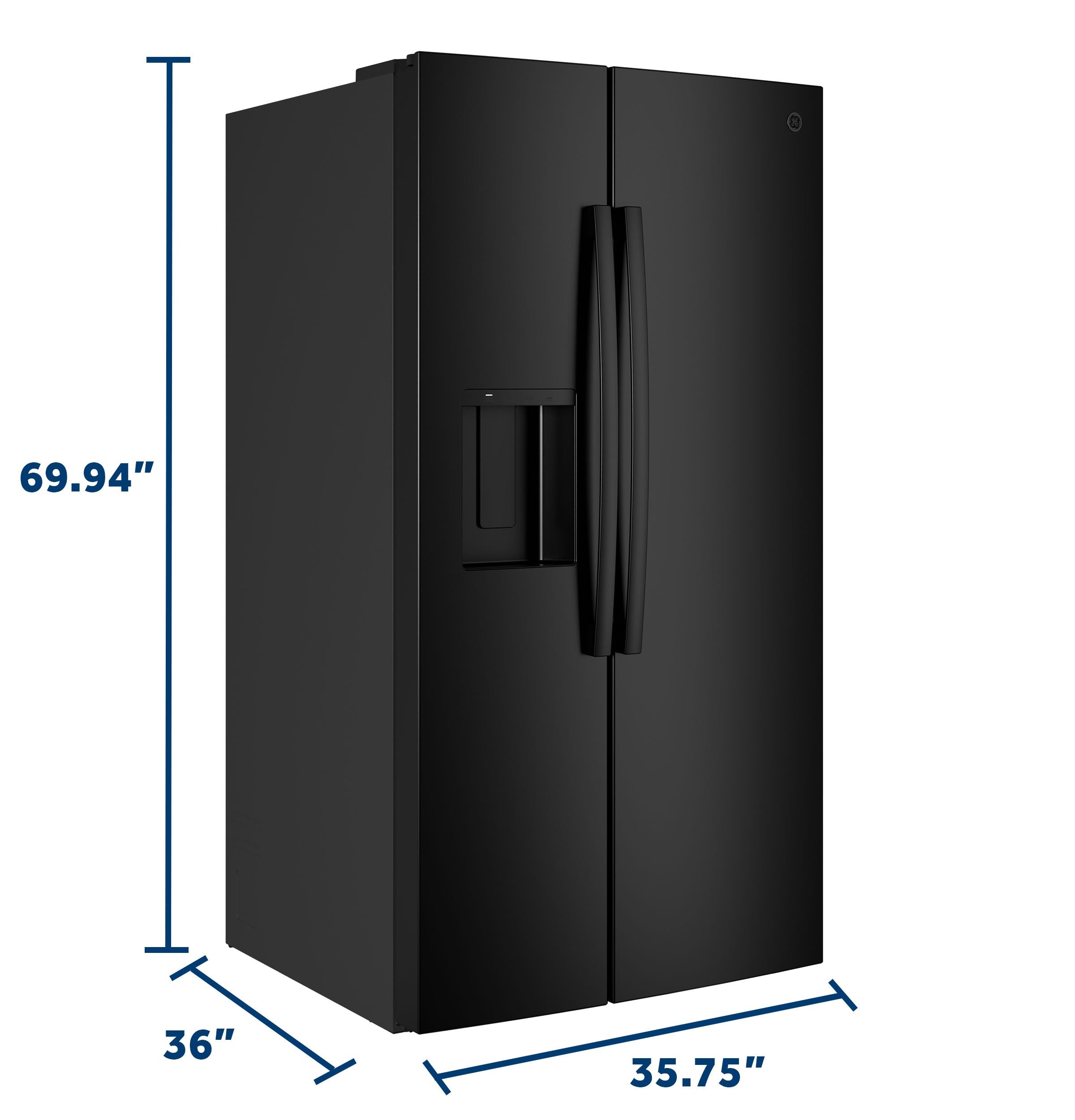 GE BLACK 28CU SIDE BY SIDE REFRIGERATOR WITH DISPENSER - Refrigerators - Additional View 30